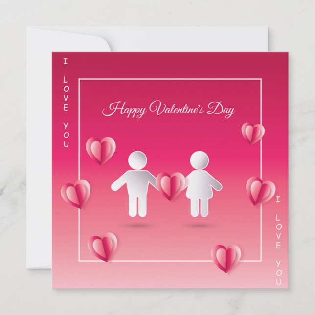 Tarjeta Festiva Feliz día de San Valentín Diseño moderno de saludo (Anverso)