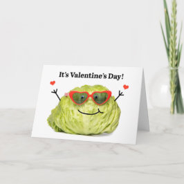 Tarjeta Festiva Feliz Día de San Valentín, divertida lechuga en ga