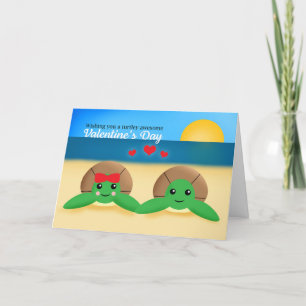 Tarjeta Festiva Feliz Día de San Valentín en la playa