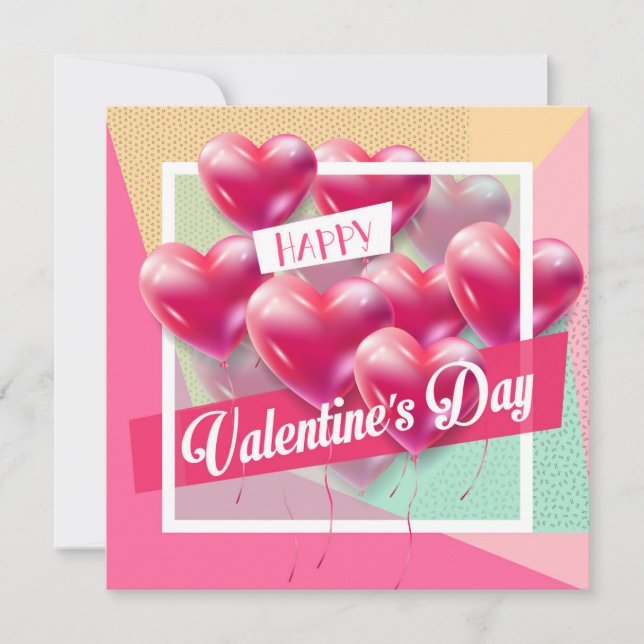 Tarjeta Festiva Feliz Día de San Valentín, encantador saludo de mo (Anverso)