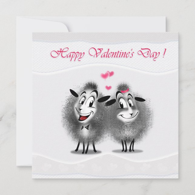 Tarjeta Festiva Feliz Día de San Valentín, encantadoras y amables  (Anverso)