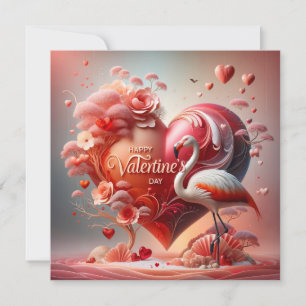 Tarjeta Festiva Feliz día de San Valentín Flamingo