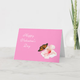 Tarjeta Festiva  Feliz Día de San Valentín. flor y mariposa