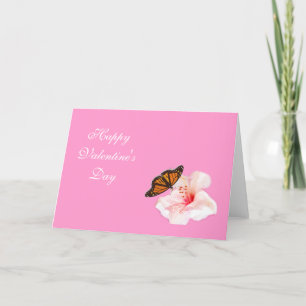 Tarjeta Festiva  Feliz Día de San Valentín. flor y mariposa