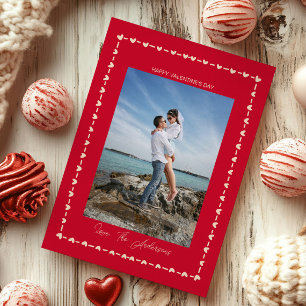 Tarjeta Festiva Feliz día de San Valentín Foto Borde de corazón ca