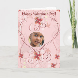 Tarjeta Festiva Feliz Día de San Valentín, foto de flores de coraz