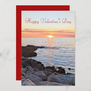 Tarjeta Festiva Feliz Día de San Valentín, foto de la puesta de so