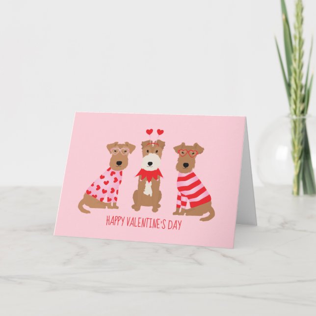 Tarjeta Festiva Feliz Día de San Valentín galés Wire Fox Terrier D (Anverso)