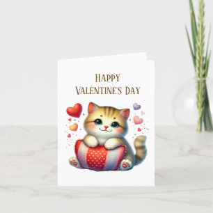 Tarjeta Festiva Feliz día de San Valentín gato