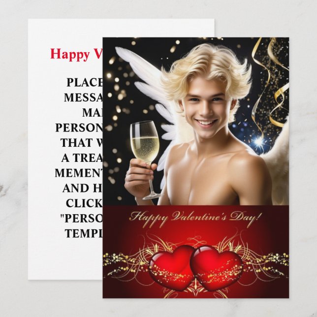 Tarjeta Festiva Feliz Día de San Valentín, Gay Twink personalizado (Anverso / Reverso)