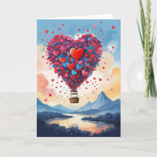 Tarjeta Festiva Feliz día de San Valentín globo aerostático