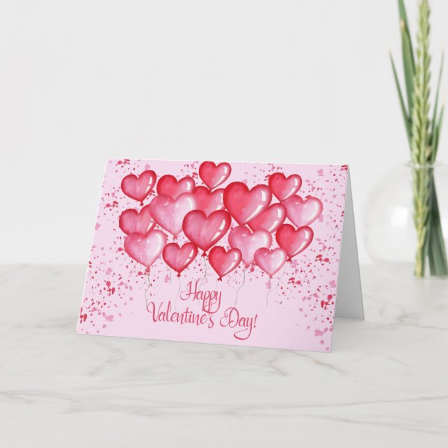 Tarjeta Festiva Feliz Día de San Valentín - Globos acuáticos de co (Anverso)