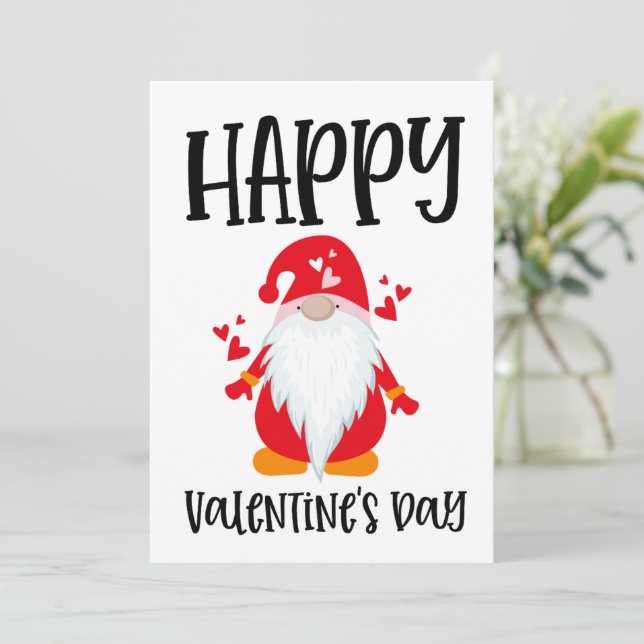 Tarjeta Festiva Feliz día de San Valentín Gnome (Anverso de pie)