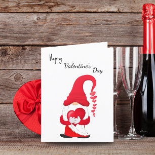 Tarjeta Festiva Feliz día de San Valentín Gnomo de corazón rojo