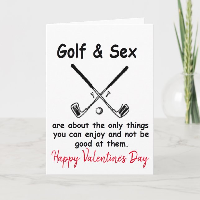 Tarjeta Festiva Feliz Día de San Valentín Golf Golfing Golf (Anverso)