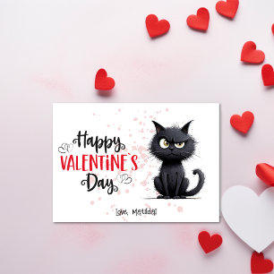 Tarjeta Festiva Feliz Día de San Valentín Gracioso Pun Black Cat