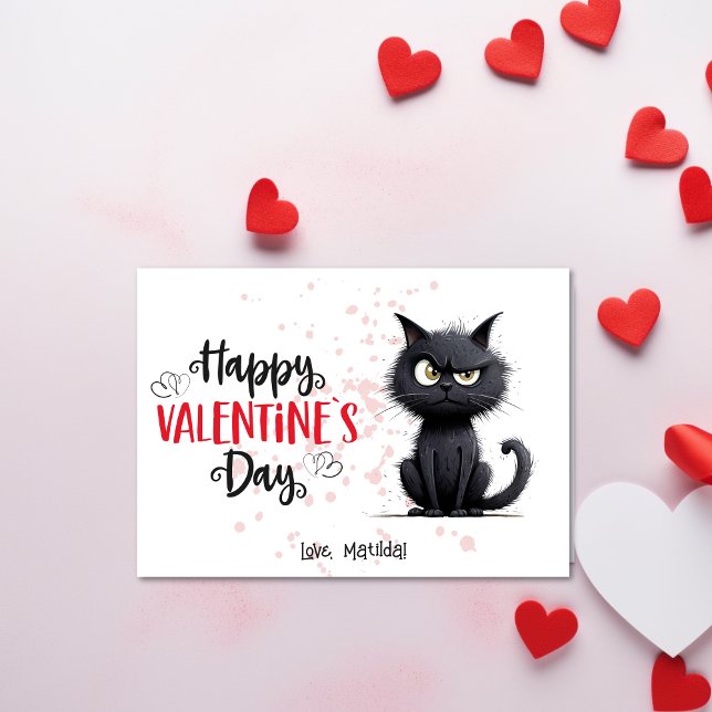 Tarjeta Festiva Feliz Día de San Valentín Gracioso Pun Black Cat (Subido por el creador)