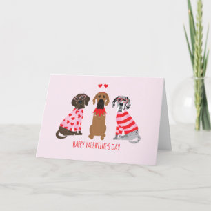 Tarjeta Festiva Feliz Día de San Valentín grandes perros daneses