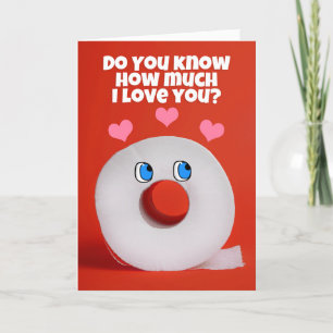 Tarjeta Festiva Feliz Día de San Valentín hablando sobre papel hig