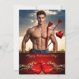 Tarjeta Festiva Feliz día de San Valentín Hunk muscular personaliz