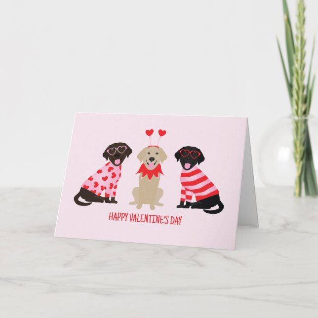 Tarjeta Festiva Feliz Día de San Valentín Labrador recuperar perro (Anverso)