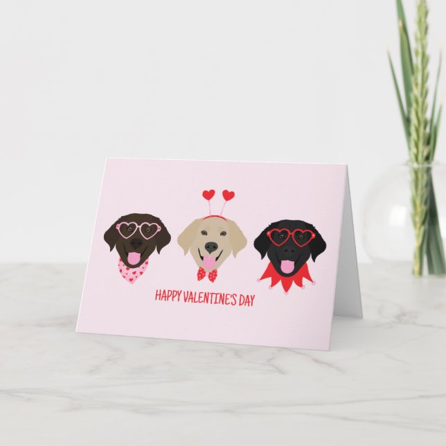 Tarjeta Festiva Feliz Día de San Valentín Labrador recuperar perro (Anverso)