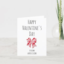 Tarjeta Festiva Feliz día de San Valentín lazo coquette patrón de 