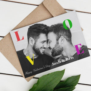 Tarjeta Festiva Feliz día de San Valentín LGBT con foto personaliz