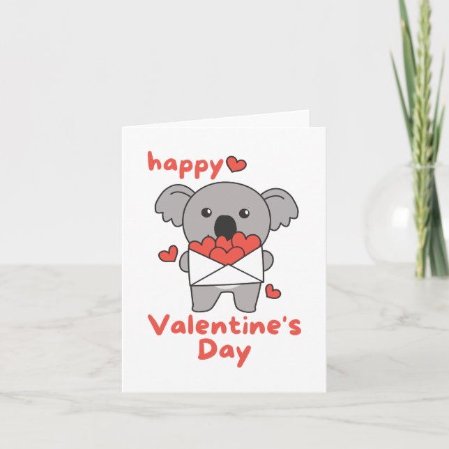 Tarjeta Festiva Feliz Día de San Valentín lindo Koala (Anverso)