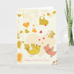 Tarjeta Festiva Feliz Día de San Valentín lindo pájaros corazón ma
