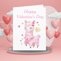 Feliz día de San Valentín Llama acuarela