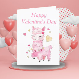 Tarjeta Festiva Feliz día de San Valentín Llama acuarela
