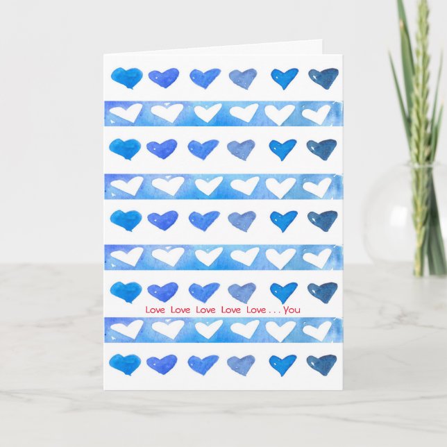 Tarjeta Festiva Feliz Día de San Valentín, los corazones acuáticos (Anverso)