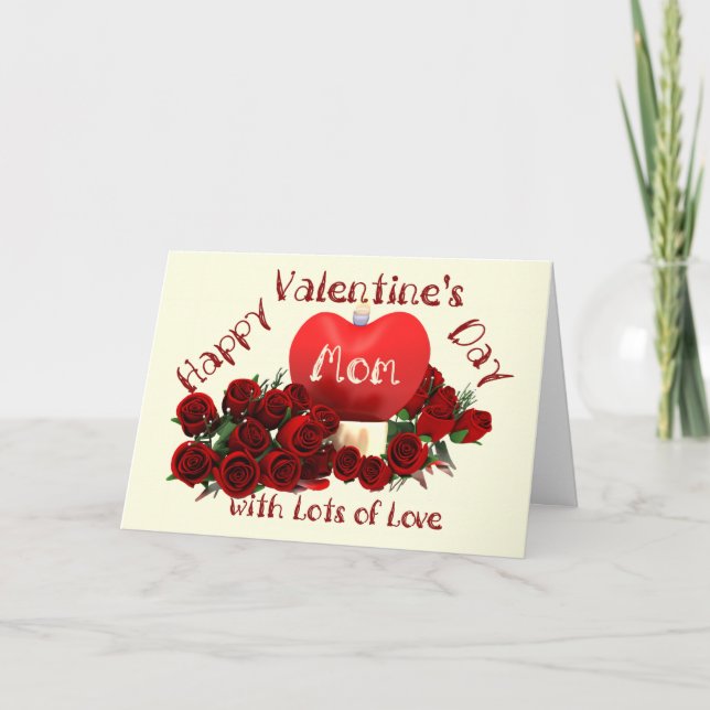 Tarjeta Festiva Feliz Día de San Valentín, mamá (Anverso)