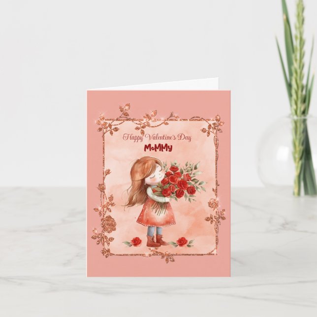 Tarjeta Festiva Feliz Día de San Valentín, mamá (Anverso)