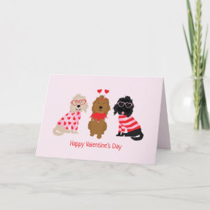 Tarjeta Festiva Feliz Día de San Valentín Mini perros dorados