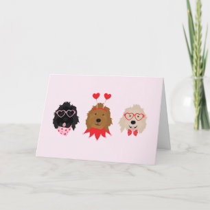 Tarjeta Festiva Feliz Día de San Valentín Mini perros dorados