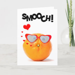 Tarjeta Festiva Feliz día de San Valentín Naranja Besito Arrugado