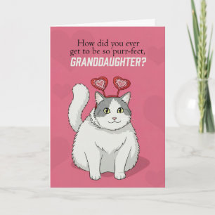Tarjeta Festiva Feliz día de San Valentín Nieta Gato Lindo 