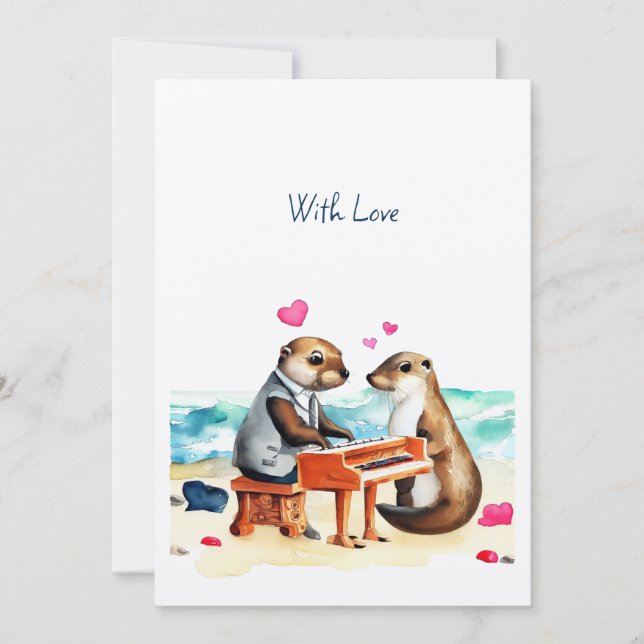 Tarjeta Festiva Feliz día de San Valentín nutria (Anverso)