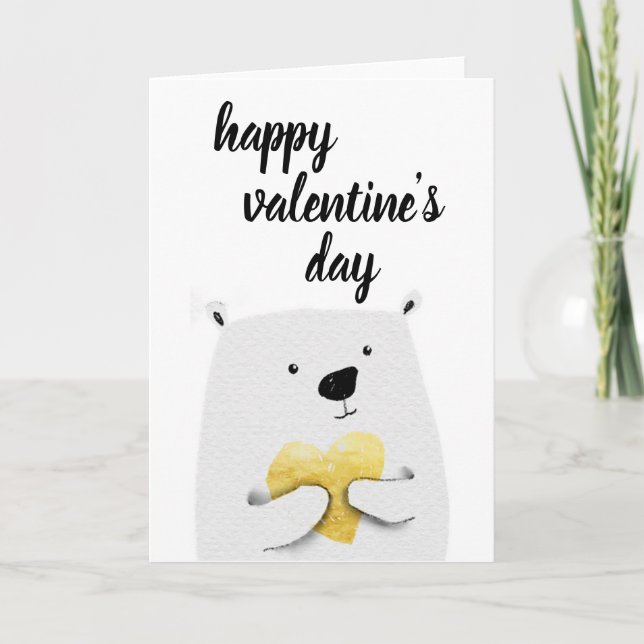 Tarjeta Festiva Feliz Día de San Valentín | Oso polar cardíaco de  (Anverso)