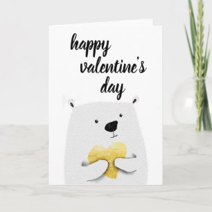 Tarjeta Festiva Feliz Día de San Valentín Oso polar cardíaco de