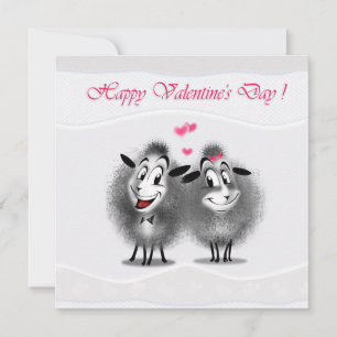 Tarjeta Festiva Feliz día de San Valentín Ovejas Lindas y Divertid