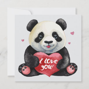 Tarjeta Festiva Feliz día de San Valentín Panda