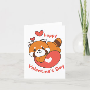 Tarjeta Festiva Feliz día de San Valentín panda rojo lindo