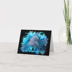 Tarjeta Festiva Feliz Día de San Valentín - Par de delfines