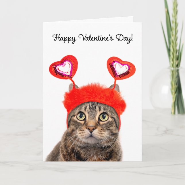 Tarjeta Festiva Feliz día de San Valentín para cualquier gato atig (Anverso)