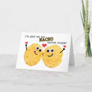 Tarjeta Festiva Feliz Día de San Valentín Pareja de Nachos Humor 