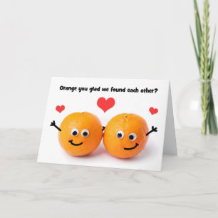Tarjeta Festiva Feliz día de San Valentín Pareja de naranjas linda