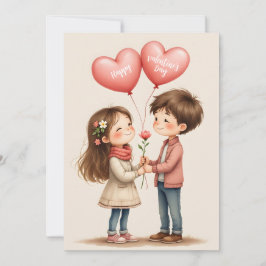 Tarjeta Festiva Feliz día de San Valentín Pareja Linda